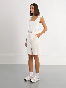LILI SIDONIO Belted Bermuda Shorts White