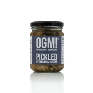 Products: Pickled mushrooms: Grey Oyster mushrooms with Lemon and Thyme – 220g