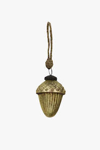 Hanging Glass Acorn - Gold