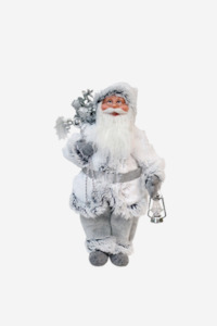 Christmas: Santa In White Fur Suit w/ Lantern - Small