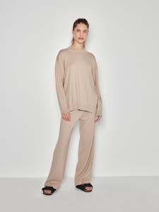 Juliette Hogan Lounge: JHL Wide Trackpant - Biscuit Marle