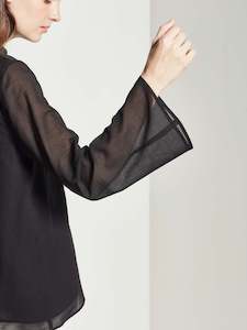 Arden Blouse - Crinkle Silk Cotton - Black