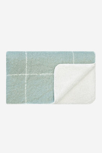 Throws And Blankets: Grid Sherpa Throw - Pale Blue