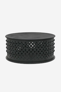 Bamileke Round Coffee Table - Aged Black