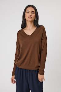 Clothing: Alto Merino V-Neck - Walnut
