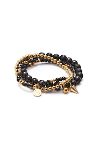 Charme Bracelet Trio - Black/Gold