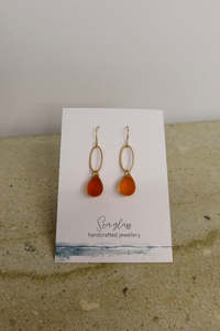 Dew Droplet Seaglass Earrings - Gold