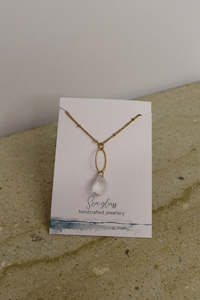 Dew Droplet Seaglass Necklace - Gold