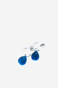 Undercurrent Seaglass Droplet Hoop With Stud Earrings - Silver