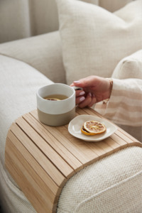 Furniture: Arm Chair Side Rest - Natural Oak