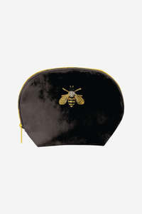 Home: Bee Velvet Cosmetic Bag - Black