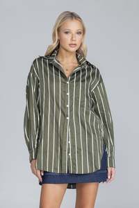 Two Makes One Shirt - Forest with White Stripe