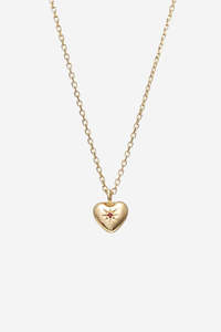 Silk Steel: Petite Puffed Heart Necklace
