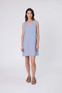 Marlow: Luna Linen Dress - Blue Smoke