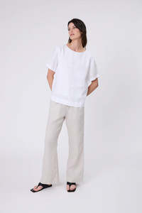 Sable Linen Top - White
