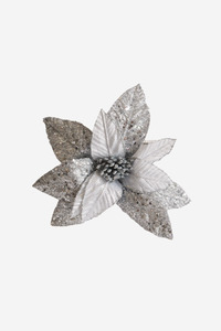 Poinsettia - Silver Mesh & White Pearls