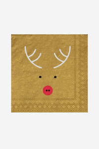 Rudolph Cocktail Napkins - Gold