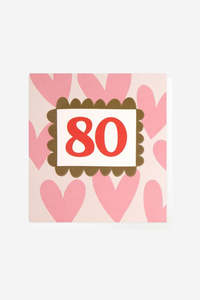 Age 80 Pink Hearts - Gift Card