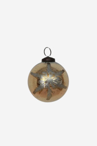 Snowflake Etched Hanging Ball - Champagne