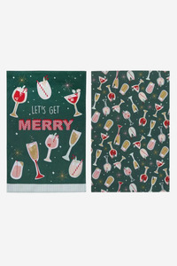 Let's Get Merry Tea Towel's - Set of 2