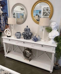 Clearance/ Hampton/Coast White 3 Drawer Hall Table &400 OFF