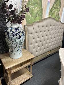 Bed 1: Queen French Villa OAK Bed/ Weather Wash