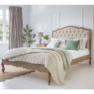 Bed 1: Queen French Villa OAK Bed Natural