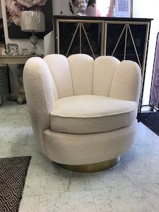 Living 1: Modern Classic Ivory Upholstered Swivel Occasional Arm Chair