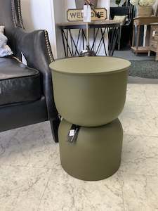 Side End Tables: Milly Metal Stool Olive