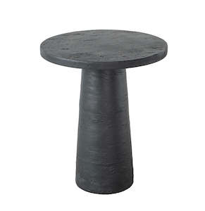Side End Tables: Cement Round Side Table BLACK