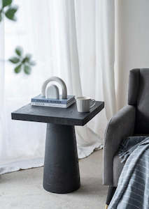 Side End Tables: Cement Square Side Table BLACK
