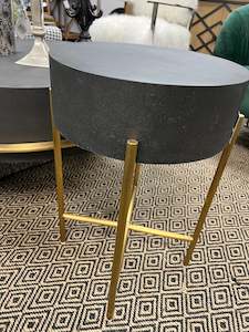 Black Concrete Coating/ Stainless Steel Side Table