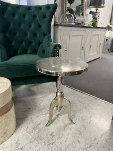 Side End Tables: Aluminium Silver Side Table Small