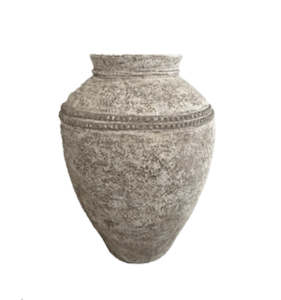 Lombok Urn Beaded Rustic White L 45x60cm