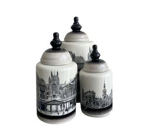 Vases Jugs Jars: Historic Buildings on Vase with Lid Set/3