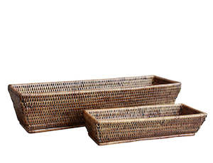 RATTAN SET 2 RECTANGULAR BASKETS