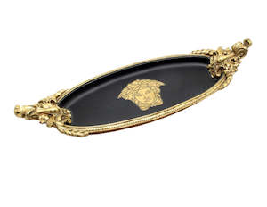 Trays Boxes: TRAY-MEDUSA-BLACK n GOLD(38CM)