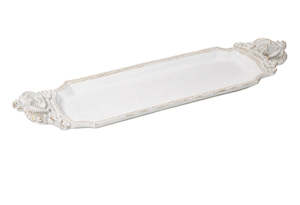 Trays Boxes: TRAY-EPOQUE-CROWN HANDLE-WHITE(36CM)