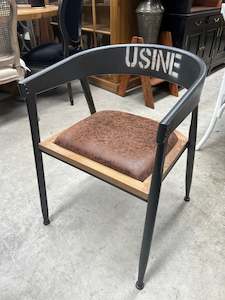 Office Chair: Last one! Industrial Iron/ Wood Arm Dining Chair