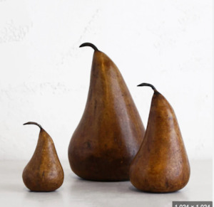 Homewares: Medium Marble Decorative Pear in Golden Brown