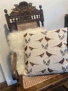 English Tapestry Pheasant and Quail Cushion