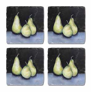 MIDNIGHT PEARS COASTER SET- 4 PIECES