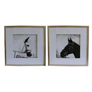 Accessories Decor: NOSTALGIC BLACK & WHITE STALLION PRINTS SET OF 2