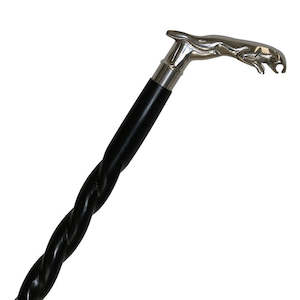 Accessories Decor: JAGUAR WALKING STICK IN NICKEL FINISH WITH SPIRAL HANDLE