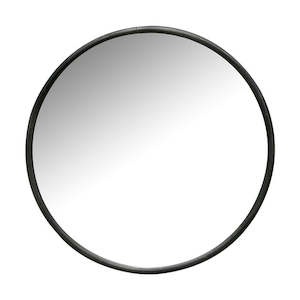 GUNMETAL IRON FRAMED ROUND MIRROR