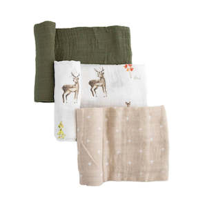 Childrens: 3pk Cotton Muslin Swaddle - Oh Deer