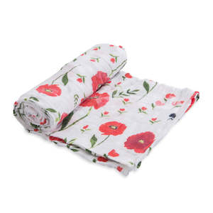 Single Cotton Muslin Swaddle - Summer Poppy