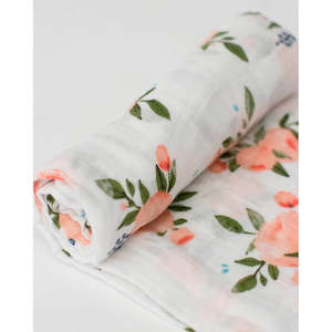 Single Cotton Muslin Swaddle - Watercolour Roses
