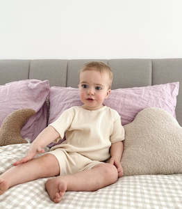 Childrens: Ribbed Bike Shorts-CREAM