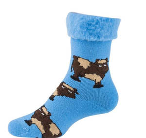 Cow Bed Socks With Non Slip Feature